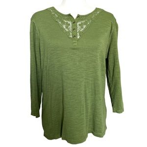 Chaps Denim 3/4 Length Sleeve Top - Size XL